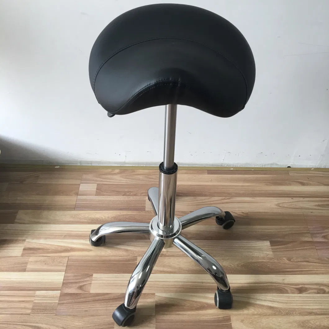 Ergonomic Saddle Chair - Comfortable Saddle Stool with Wheels - Swivel Salon Cutting Stool for Kitchen, Salon, SPA, Tattoo, Pedicure, Massage