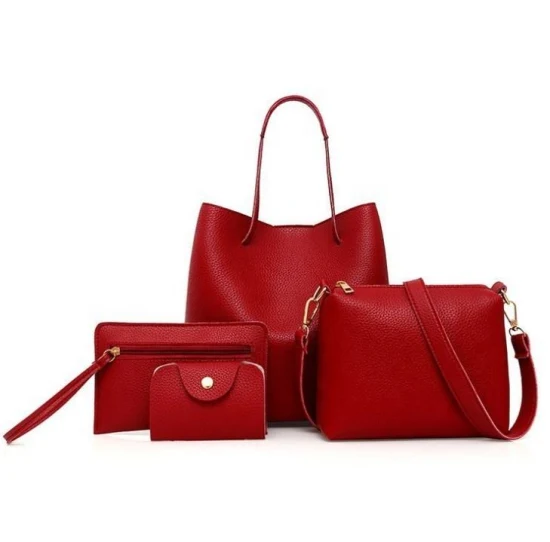 Wholesale 4PCS Women Handbag Set Fashion PU Leather Women Purses Handbag Leisure Ladies Shoulder Handbag Set