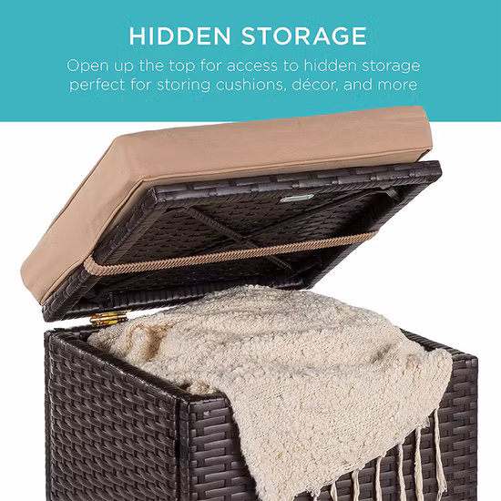 Multipurpose Outdoor Furniture Wicker Ottomans for Patio Additional Seating Side Tables Removable Weather Resistant Cushions